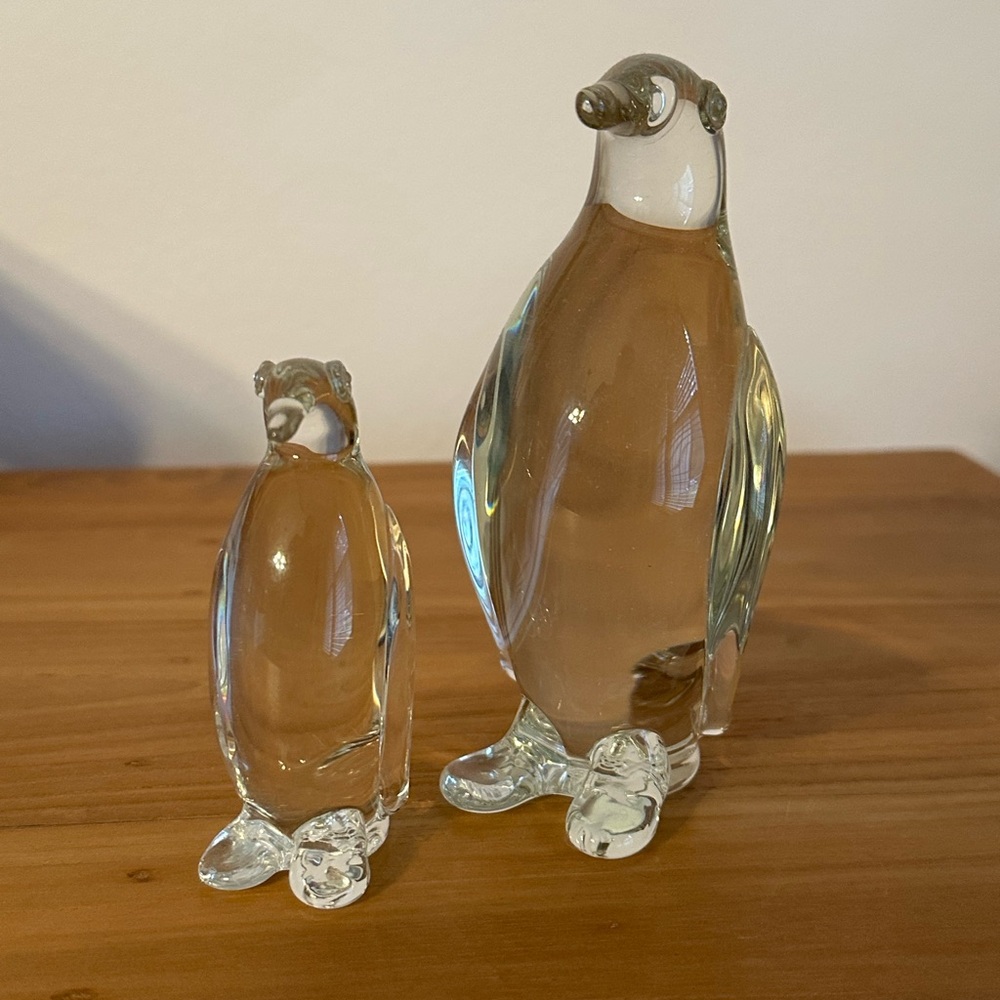 Charming Clear Glass Penguin Sculptures